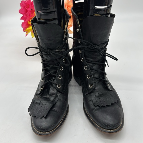Laredo Roper Black Leather  Ladies Boots Size 9 TB7165 - Picture 2 of 6
